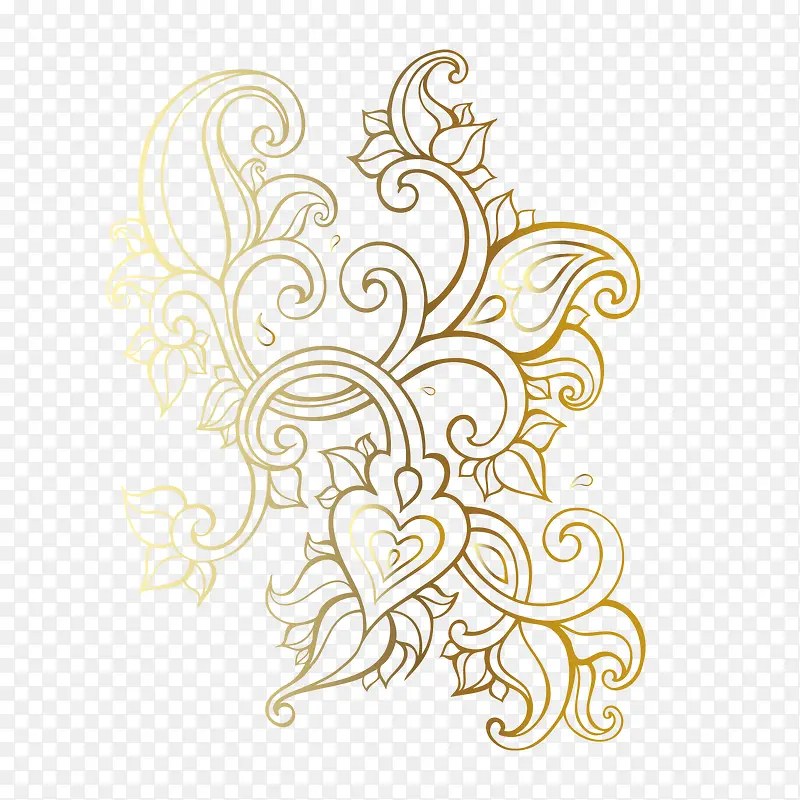 金色渐变花纹矢量图