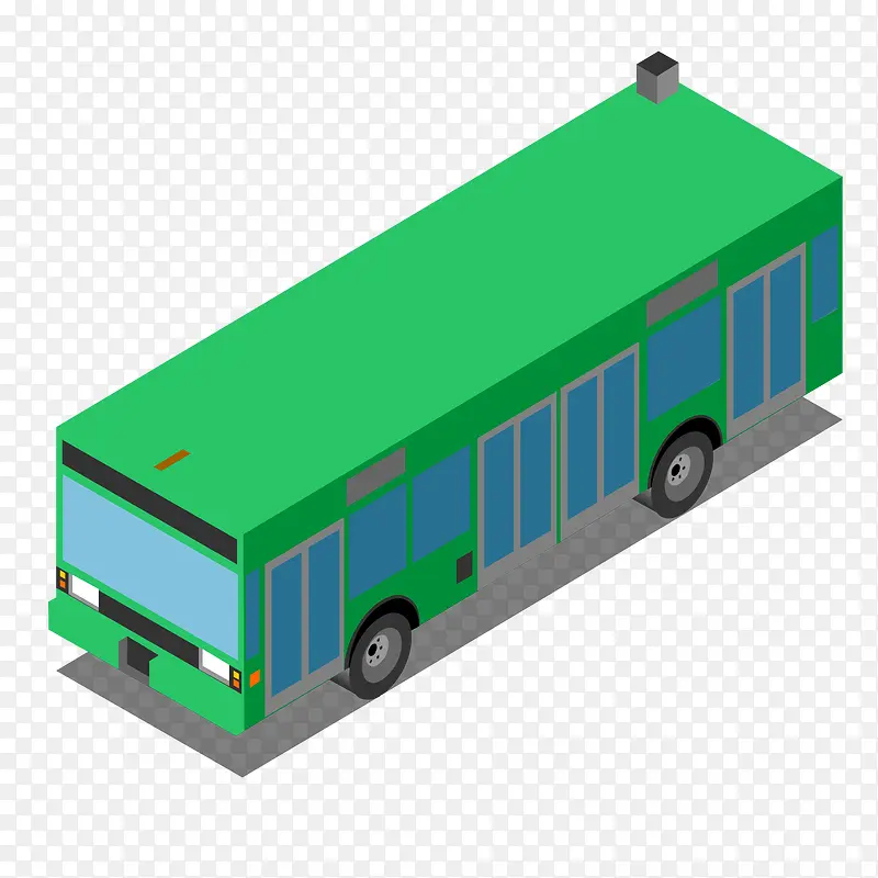 卡通绿色的公交车设计