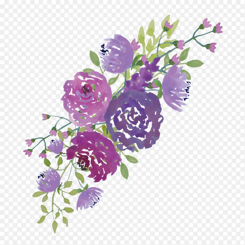 水彩紫色花朵