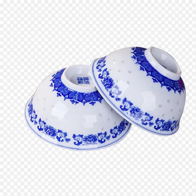 产品实物传统工艺陶瓷青花碗两个