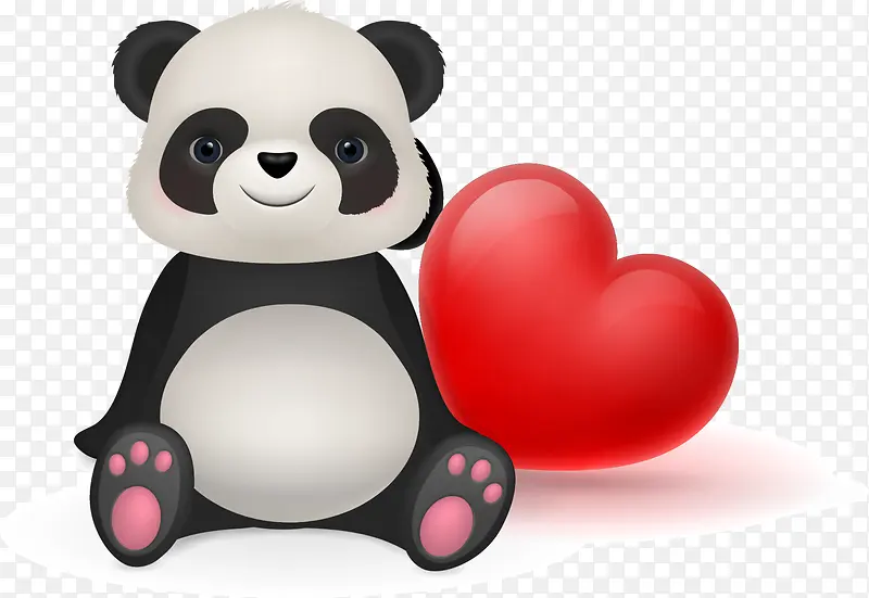 情人节呆萌黑白熊猫