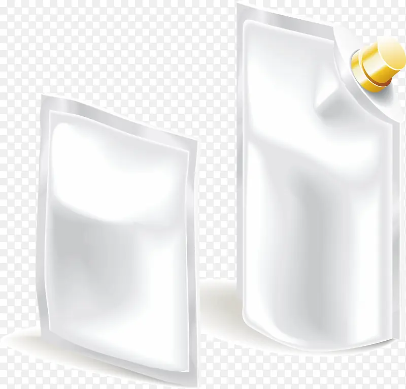 矢量素色牛奶塑料袋包装样机