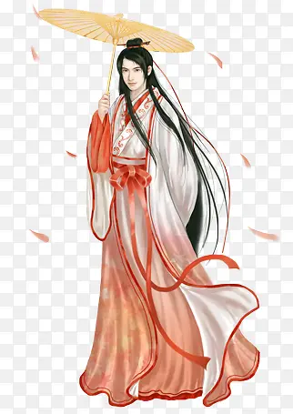 彩绘立绘撑着雨伞男子图片
