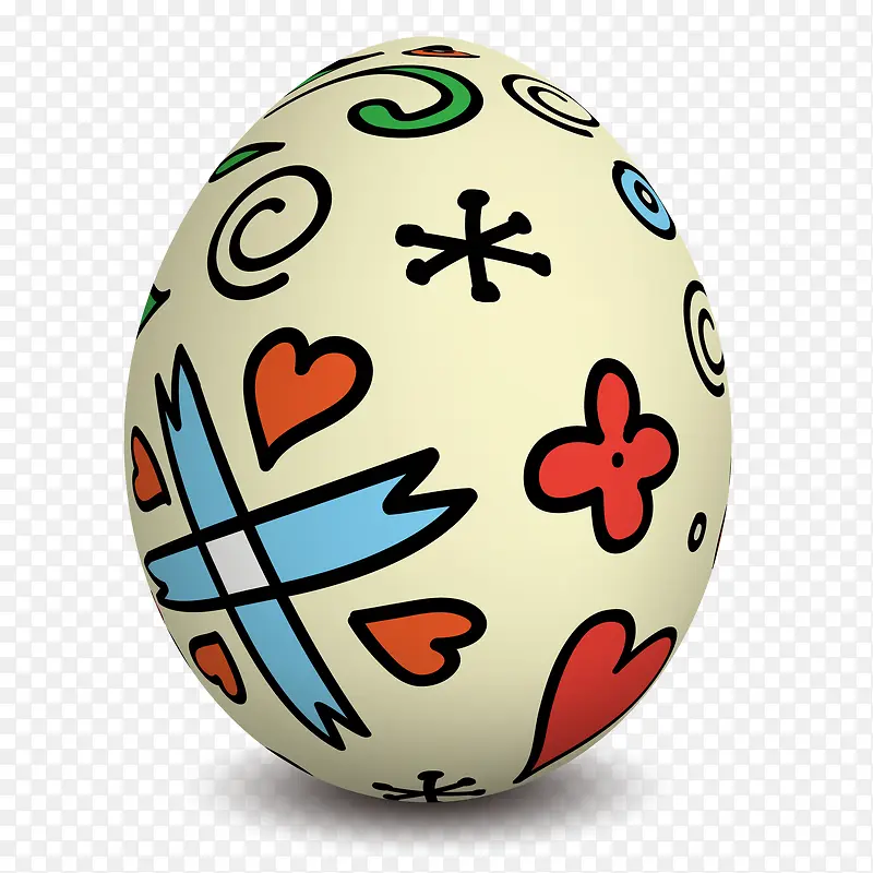 卡通彩色花纹装饰彩蛋设计