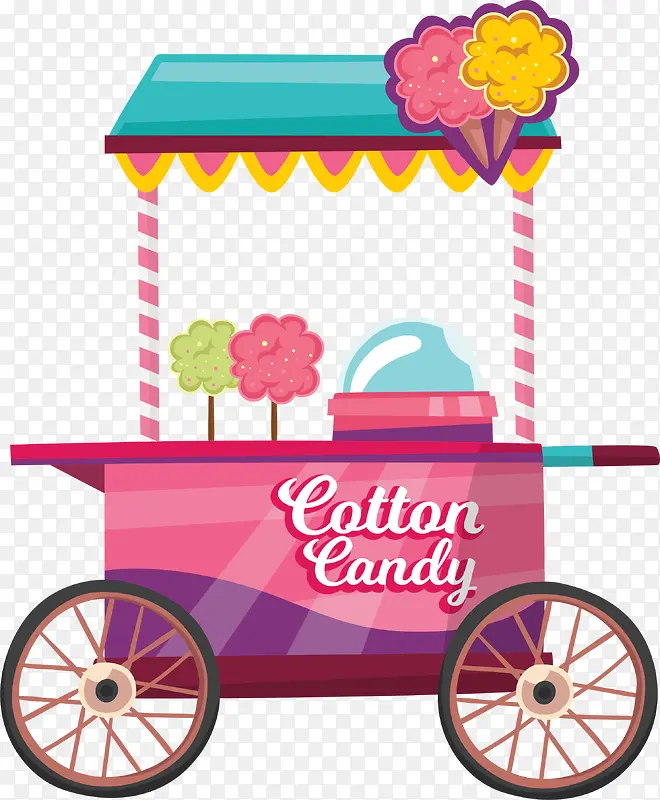 粉色扁平冰淇淋甜品车