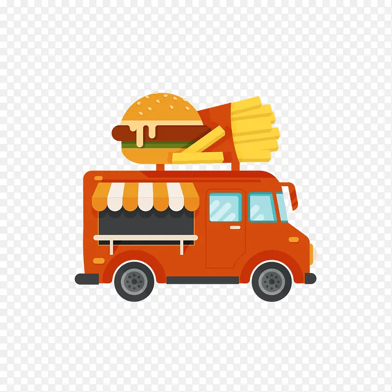 橙色面包和薯条餐车