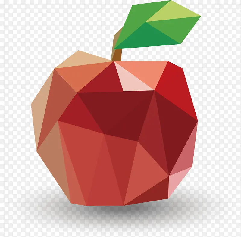 低多边形几何矢量水果苹果素材