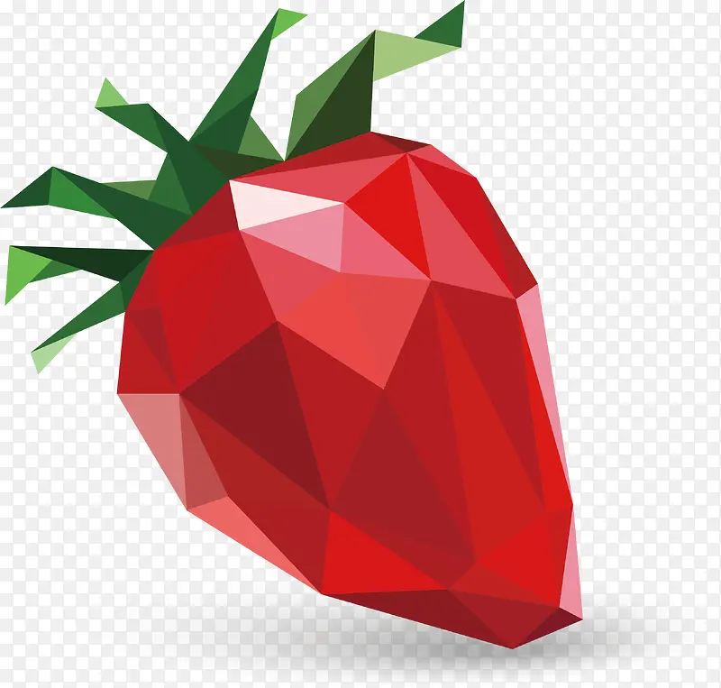 低多边形几何矢量水果草莓素材