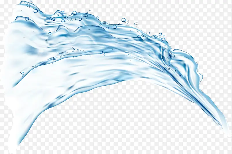 蓝色清新水流效果元素