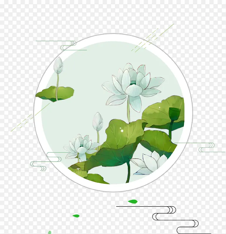 绿色清新唯美荷花夏至图标