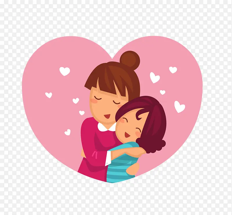 手绘可爱人物插图母亲节妈妈与孩
