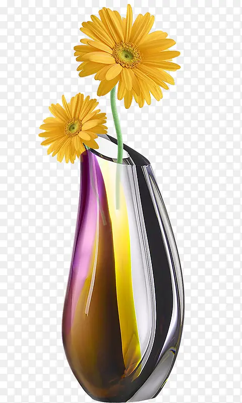 黄色太阳花玻璃花瓶