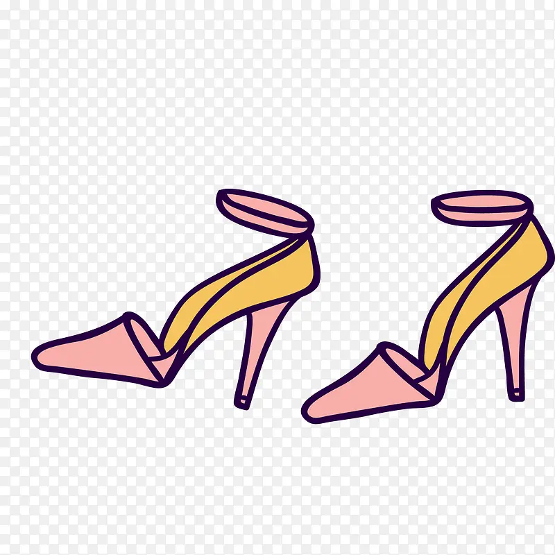 卡通手绘女性的高跟鞋
