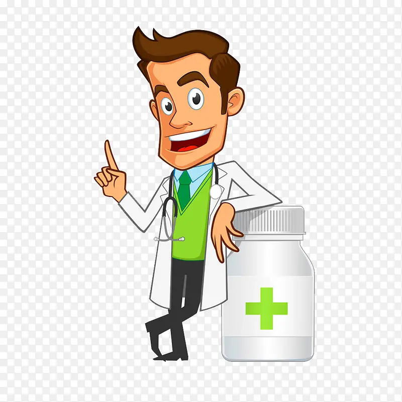 一张医生依靠药瓶的图片