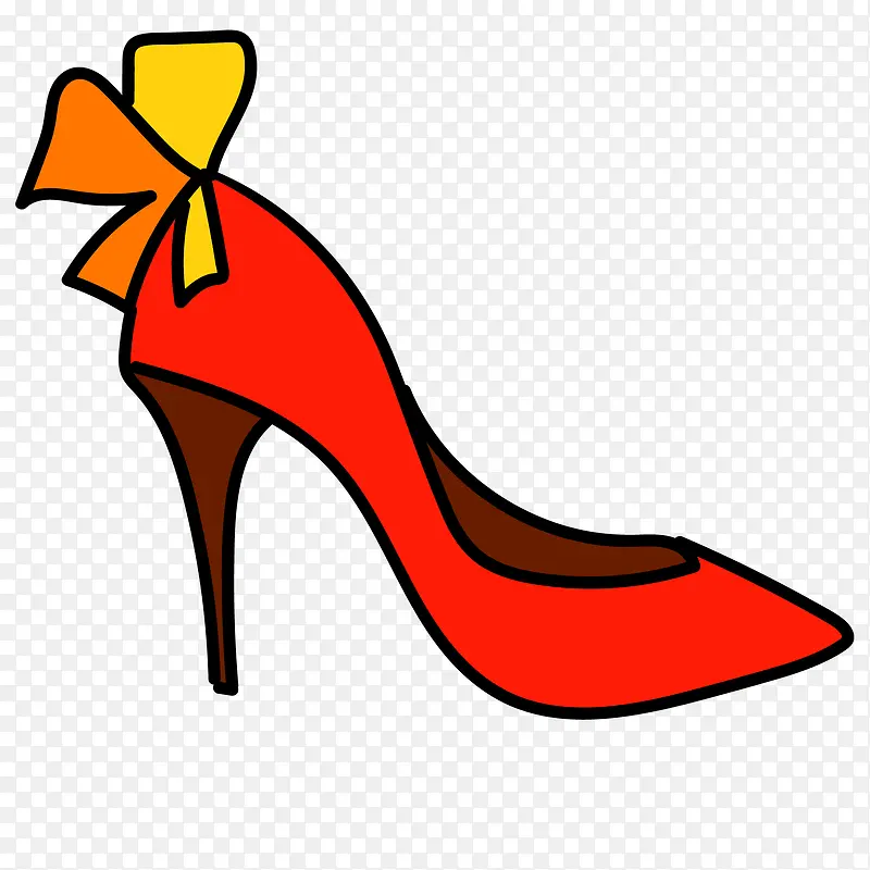 卡通红色的女性高跟鞋设计