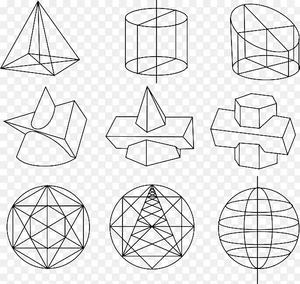 手绘几何立体图形