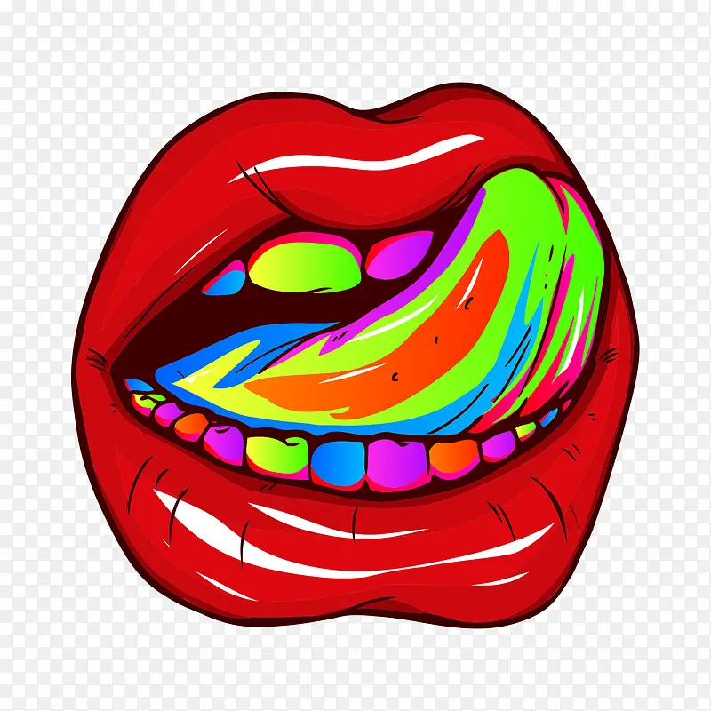 彩色卡通嘴巴嘴型设计素材