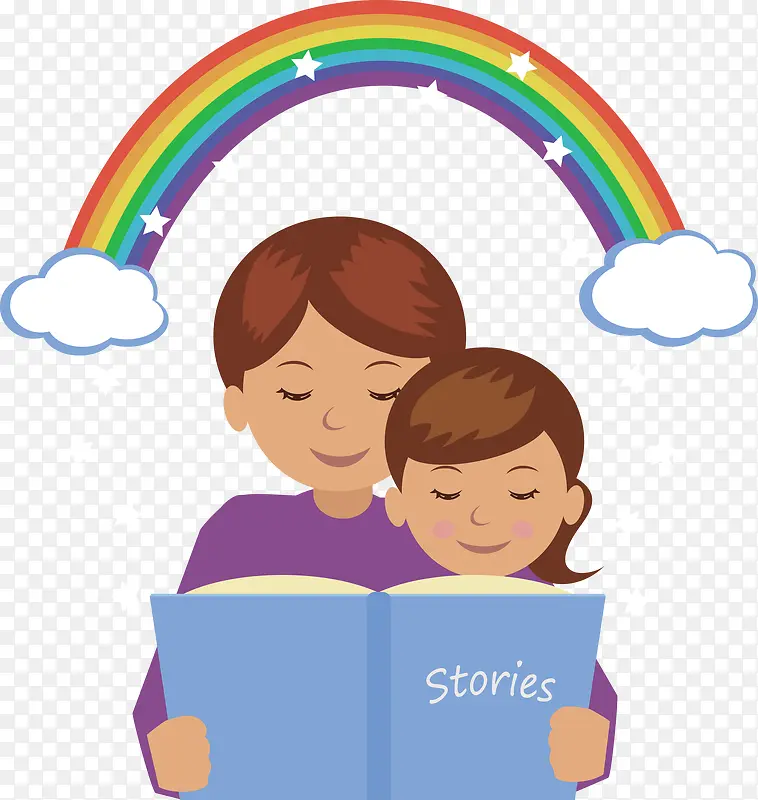 正在看书的孩子与母亲