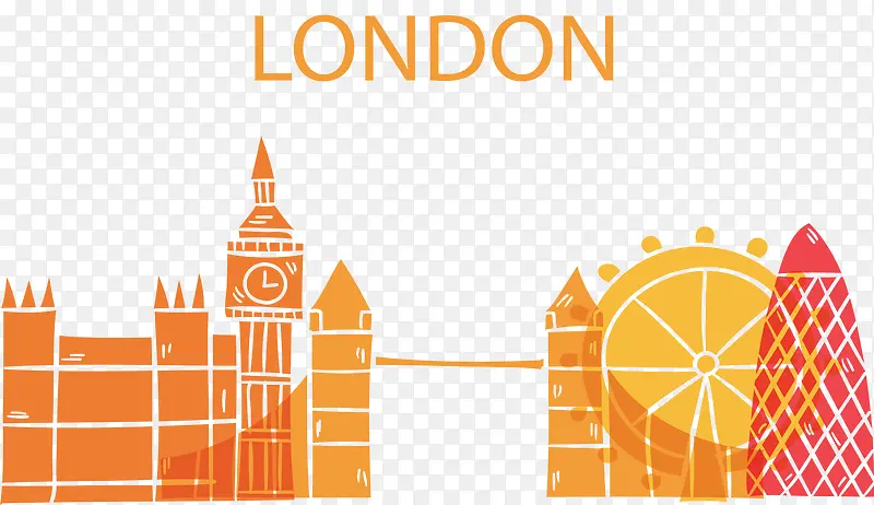 橘色英国伦敦海报