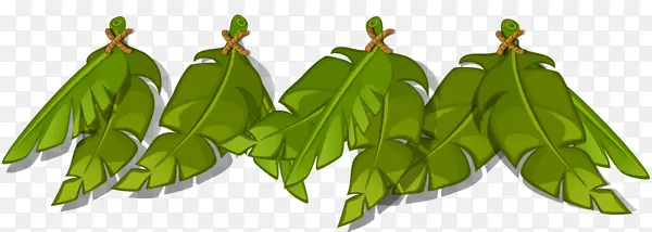 卡通绿色棕榈叶叶子造型