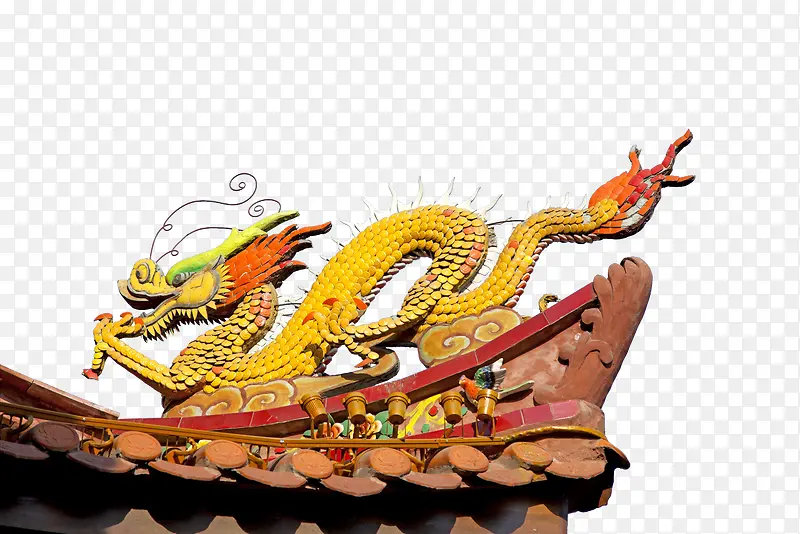 中国传统雕龙图案屋檐