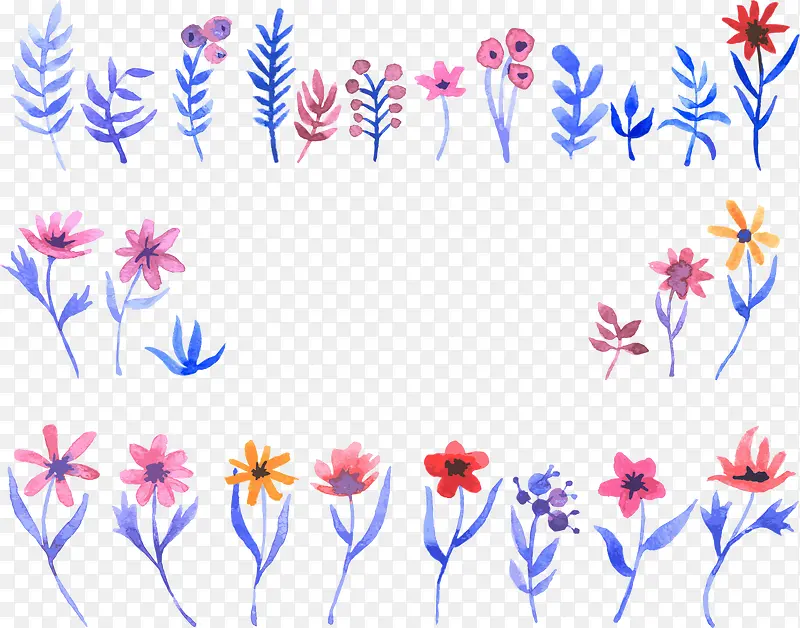 水彩小野花标题框