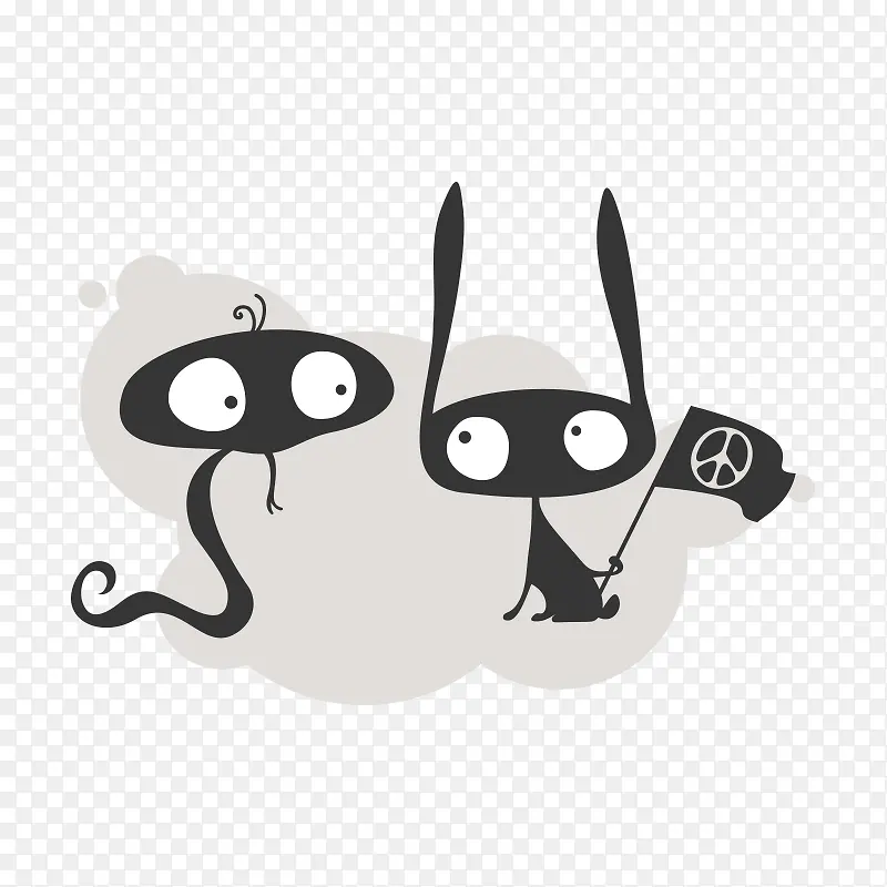 拿旗子的小兔子