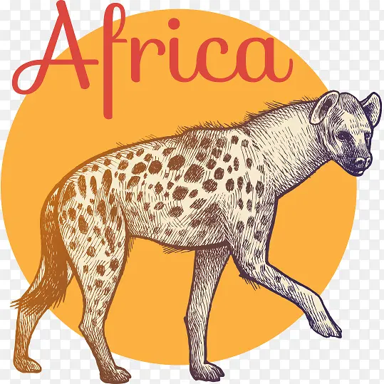 手绘非洲陆上动物猎狗