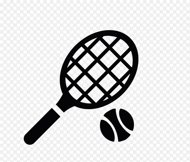 卡通黑白色网球标识