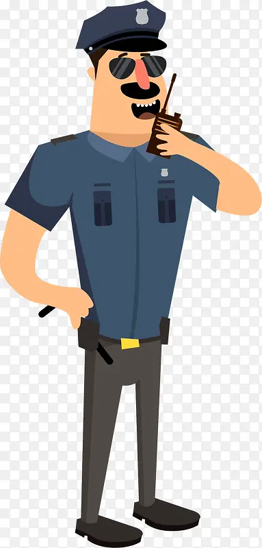 手拿对讲机小警察