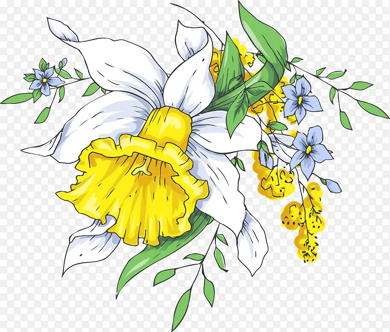 手绘黄色花朵花草