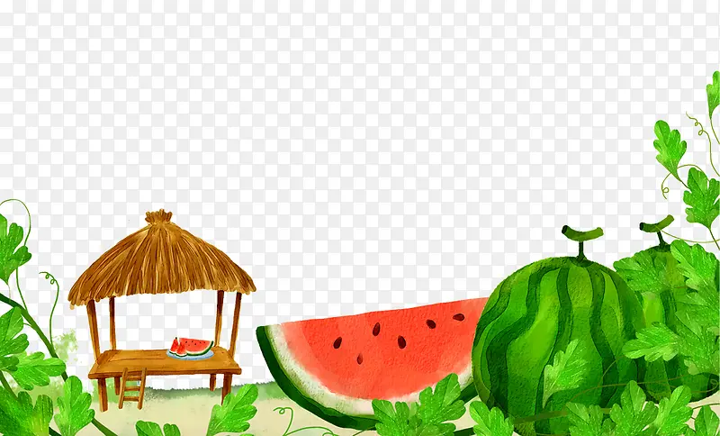 创意夏日解暑配景免抠图