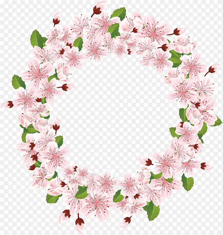 矢量图粉色的花环
