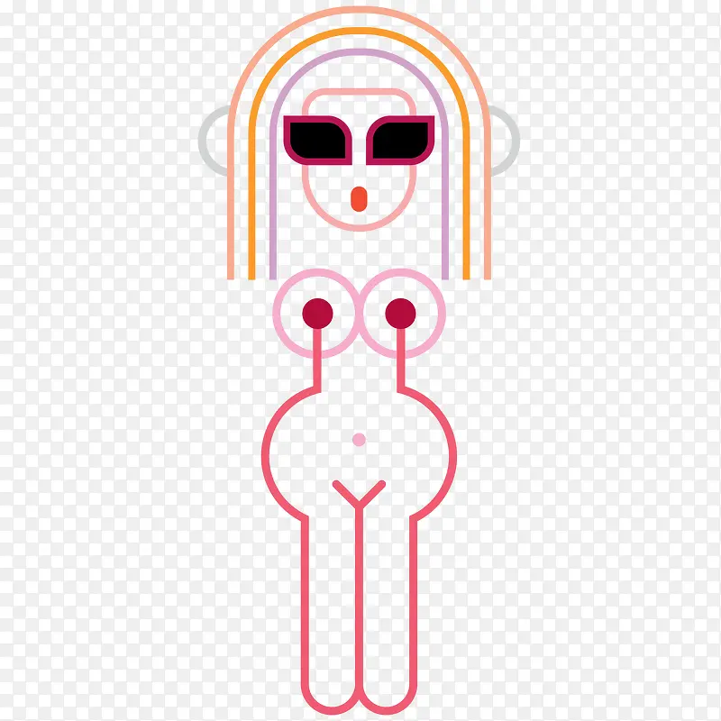 抽象女人卡通插画