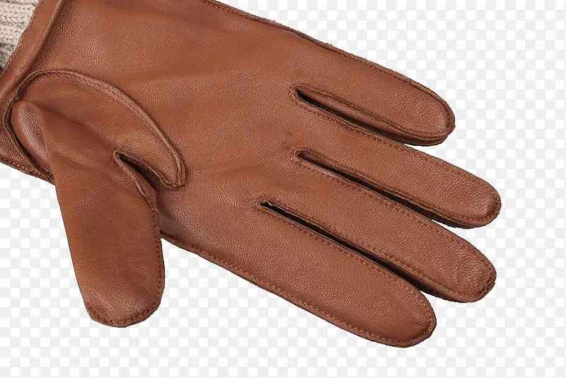 棕色保暖皮质棉手套
