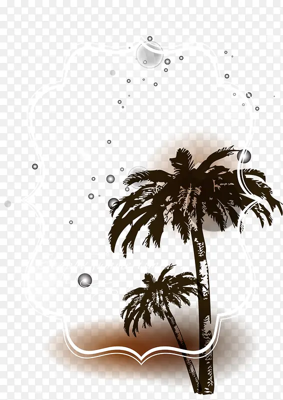 沙滩椰林海报矢量素材