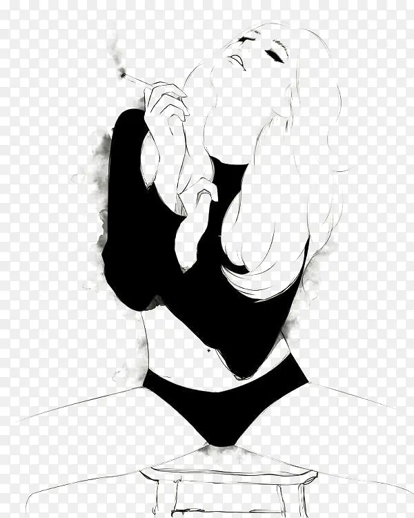 颓废风女孩时尚插画