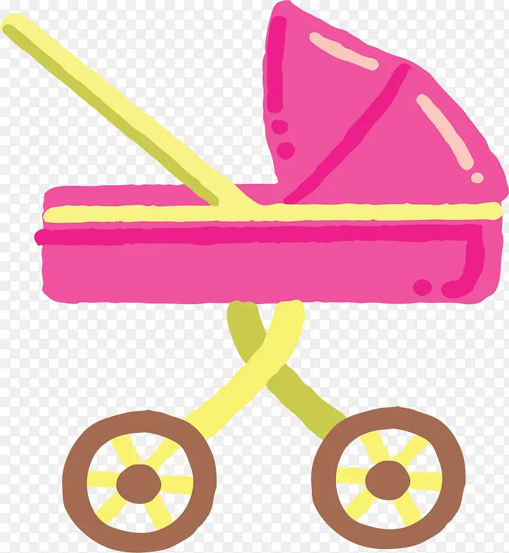 粉色卡通婴儿推车