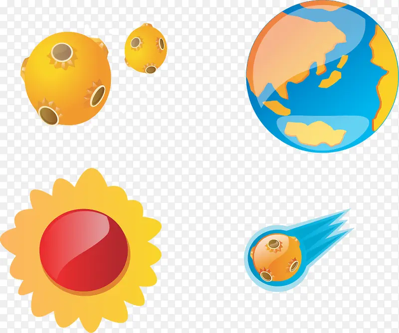 卡通矢量可爱地球外星太阳