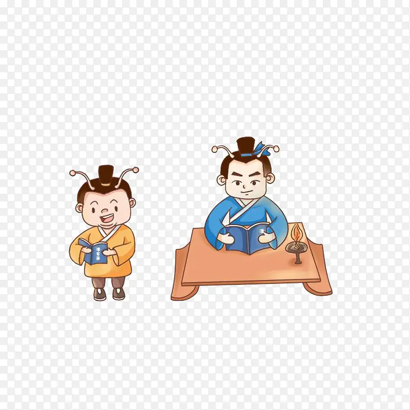 卡通看故事书的古代人素材PNG图片素材下载_图片编号yvglxbzq-免抠素材网