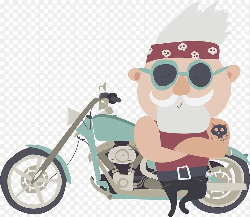 矢量图开摩托车的老人