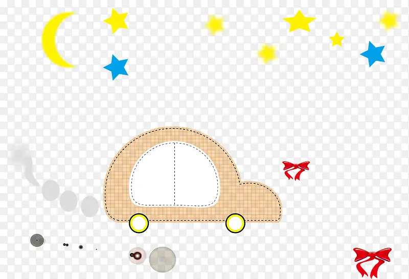 矢量星星下的小汽车