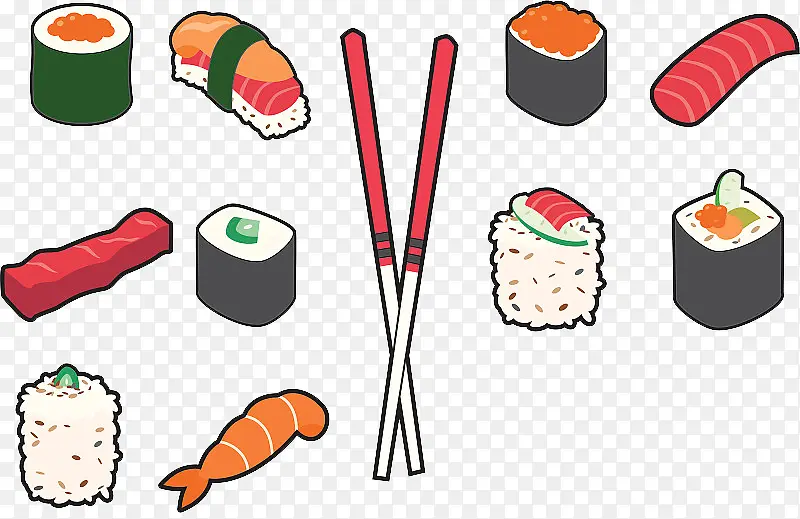 卡通日本料理食物插图