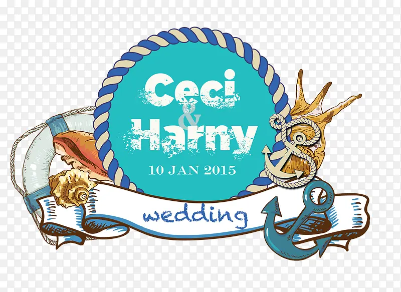 藍色海洋風婚禮logo