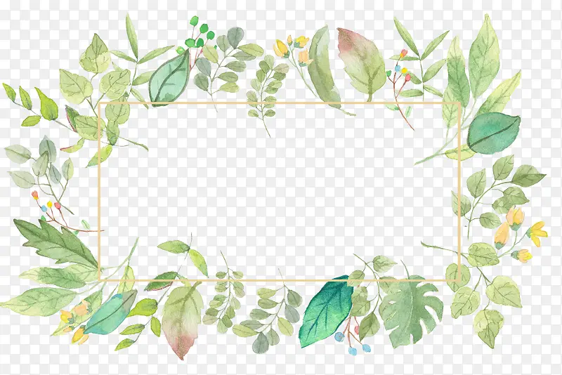 小清新手绘花环边框免抠系列