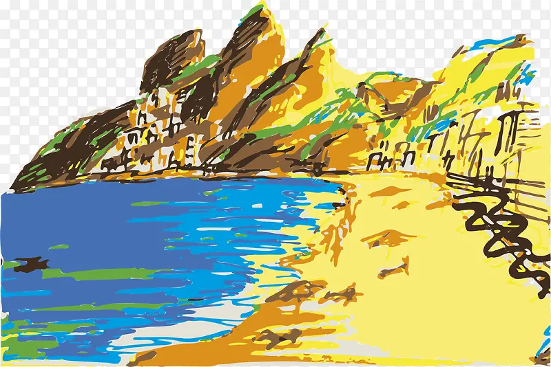 黄色文艺沙滩边框纹理