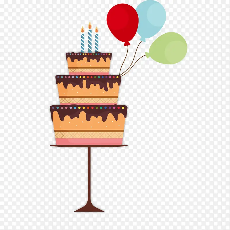 巧克力生日蛋糕贺卡矢量图