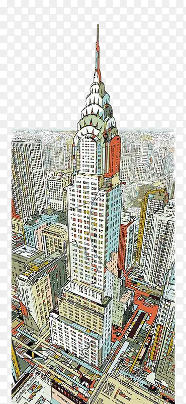 插画-城市，摩天楼