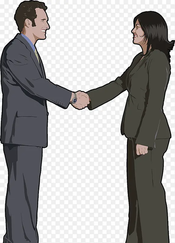 商务插图两人握手