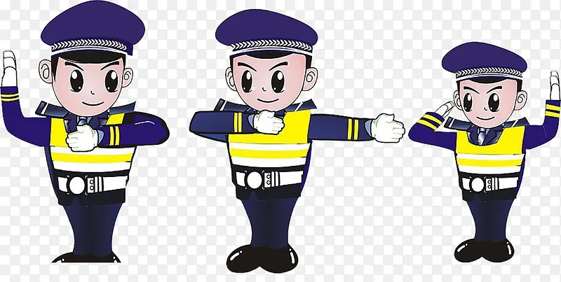 维持秩序的卡通警察小男孩